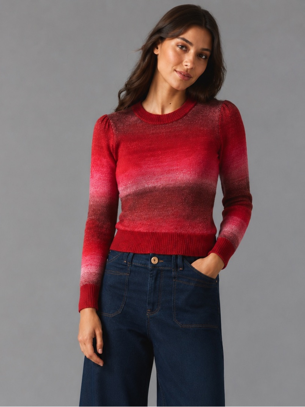 Marine Layer Ombre Red and Pink Crewneck Sweater
